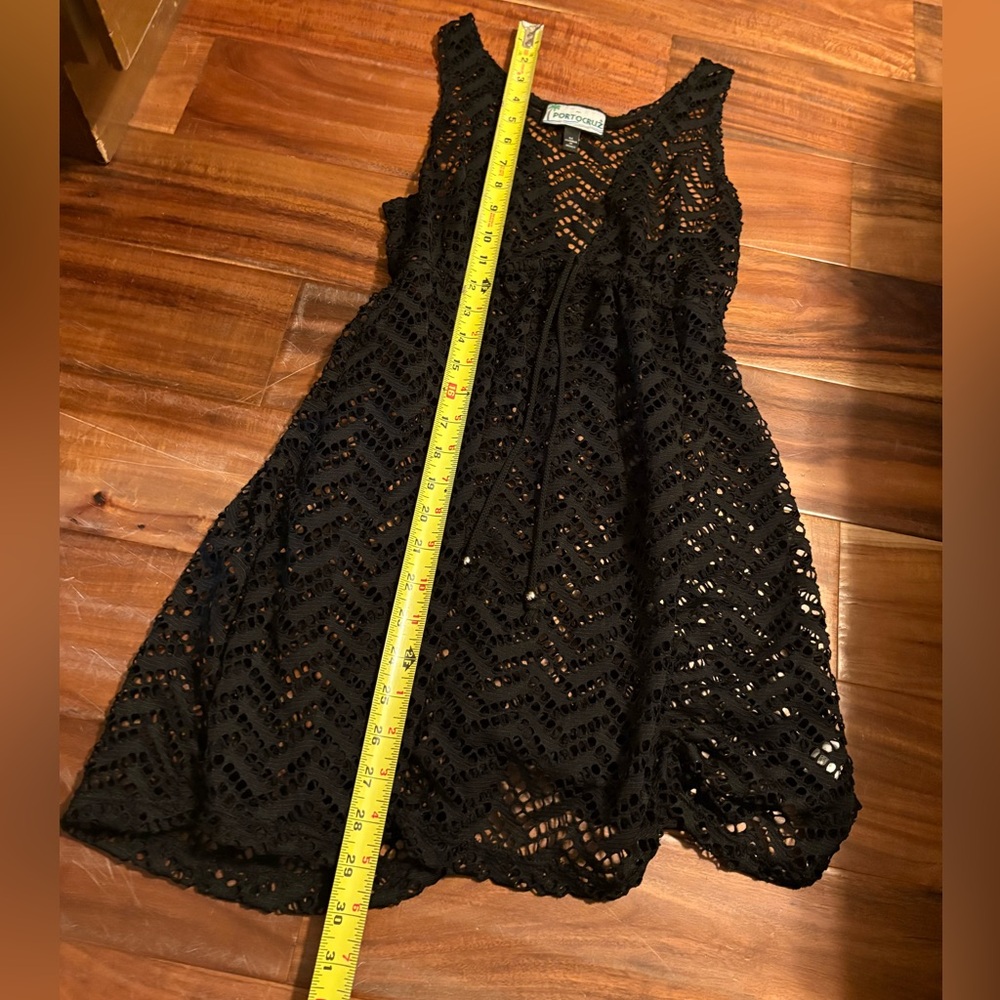 Portocruz Black Crochet Swim Cover-Up Dress Size M (0630)‎